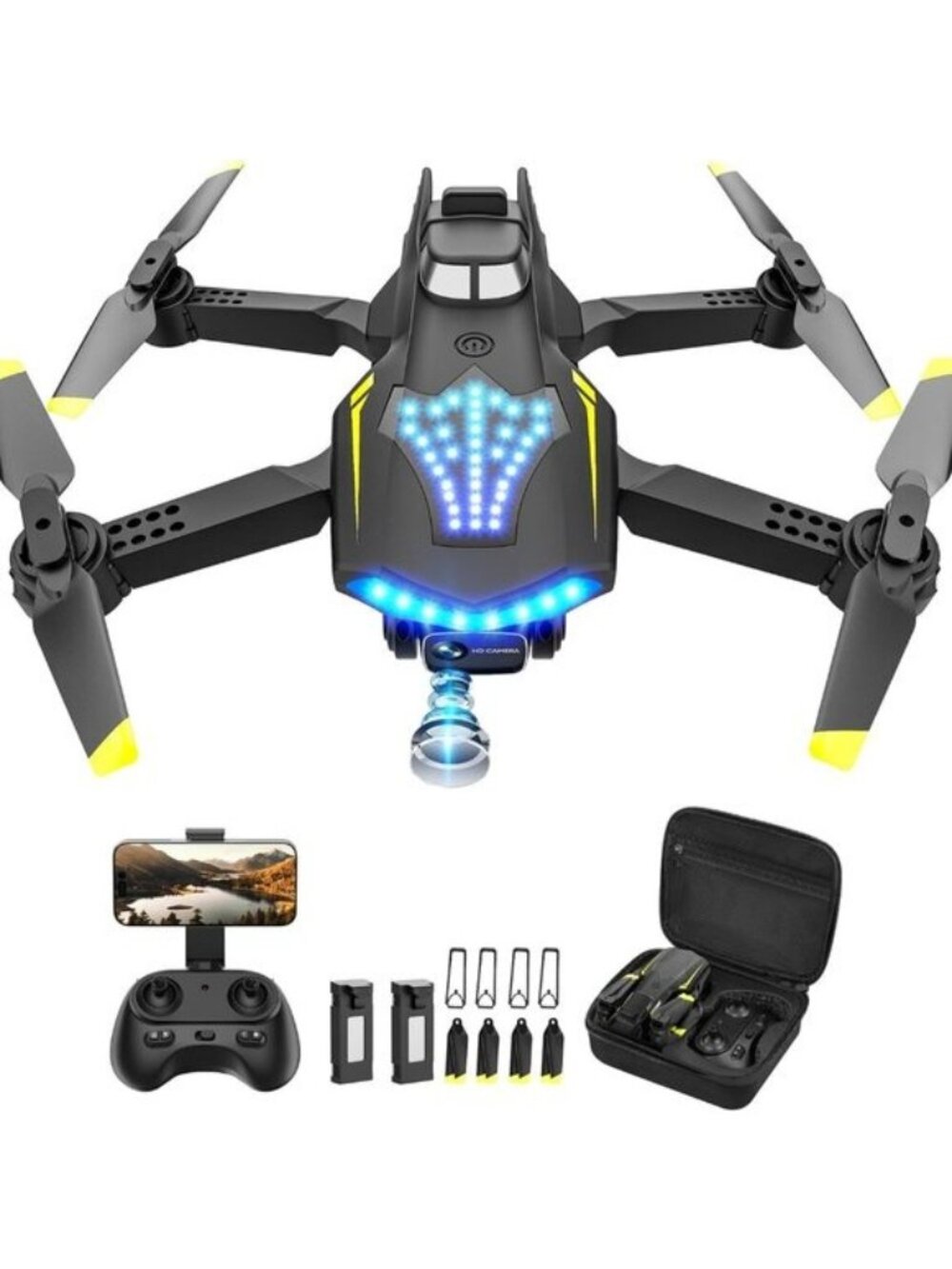 Drone Camera Dual 720HD Lights Gestures Control Vertical Shooting 3D Flip Gravit